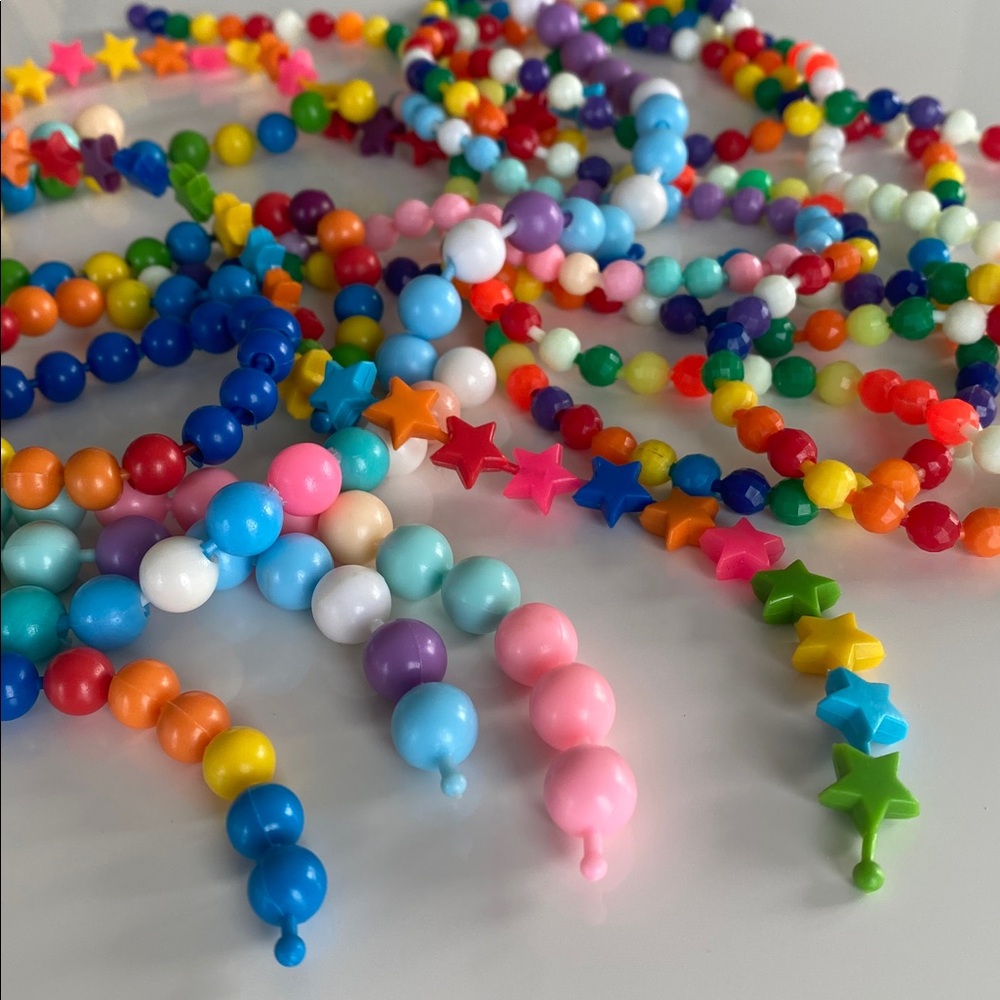 80s & 90s POP IT vintage plastic snap beads - rainbow pastel stars